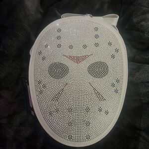 Bioworld White and Black Rhinestone Jason Voorhees Crossbody Bag
